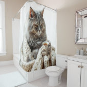 Rideaux De Douche Profitez du thé d'hiver de chat (En situation)