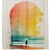 Rideaux De Douche Promenade dans les Waves Abstrait Beach Art (Devant)