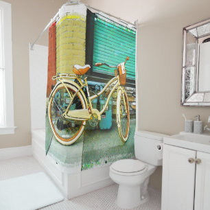 Rideaux De Douche Promenade d'été - Vélo Jaune