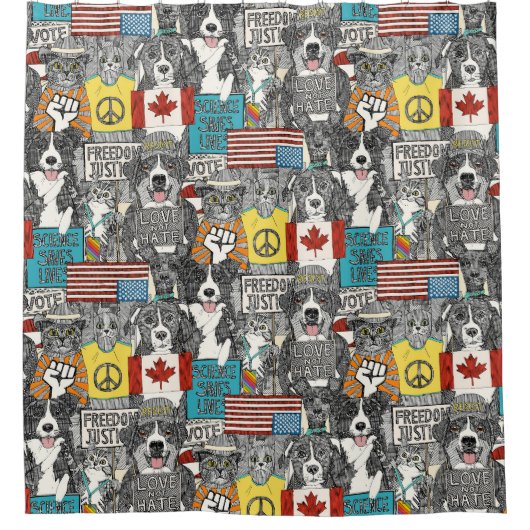 Rideaux De Douche protestation des animaux (Devant)