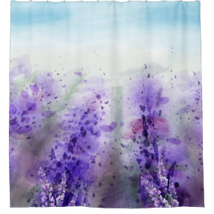 Rideaux De Douche Provence Lavande : Vintage aquarelle