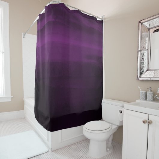 Rideaux De Douche Prune Violet Foncé Moderne Aquarelle Chic (En situation)