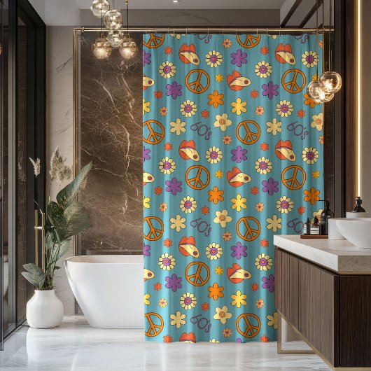 Rideaux De Douche Psychedelic Shower Curtain Retro Pastel Mood