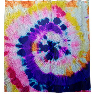 Rideaux De Douche Psychedelic Spiral. Multicolor Fabric Tie Dye. Hip