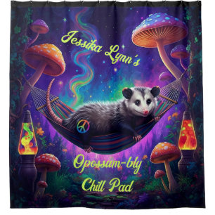 Rideaux De Douche Psychédélique Trippie Hippie Opossum Personnalisé