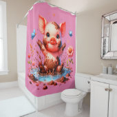 Rideaux De Douche "Puddle Piggy" (En situation)