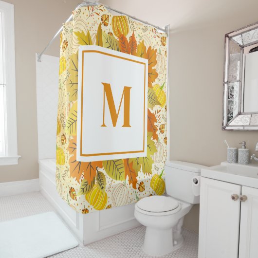 Rideaux De Douche Pumpkins Autumn Fall Harvest Pattern (En situation)