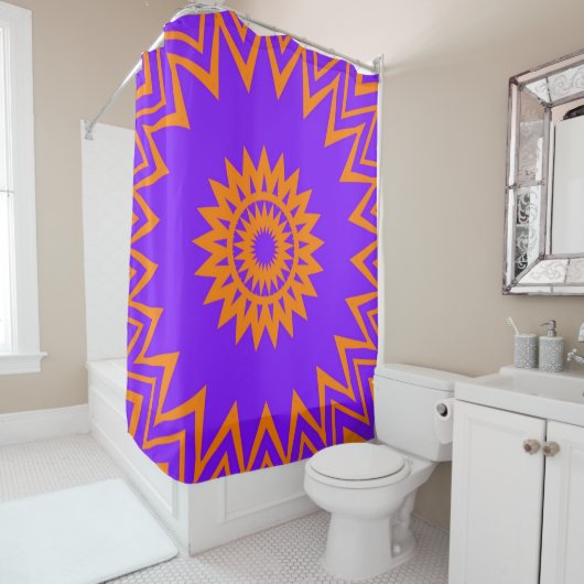 Rideaux De Douche Purple and Orange Sun Rays (En situation)