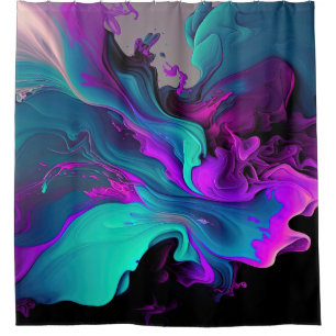 Rideaux De Douche Purple Aqua Turquoise Belle Flûte Abstraite
