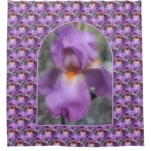Rideaux De Douche Purple Bearded Iris Flower Nature Pattern (Devant)