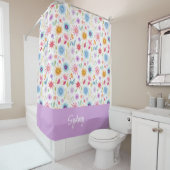 Rideaux De Douche Purple Blue Pink Boho Wildflower Personalized (En situation)