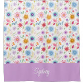 Rideaux De Douche Purple Blue Pink Boho Wildflower Personalized (Devant)