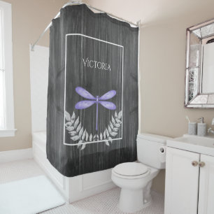Rideaux De Douche Purple Dragonfly Rustic Personnalisé
