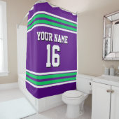 Rideaux De Douche Purple Emerald Green Stripes Sport Jersey (En situation)