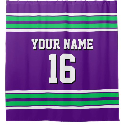 Rideaux De Douche Purple Emerald Green Stripes Sport Jersey (Devant)