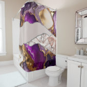 Rideaux De Douche Purple Gold Luxury Design élégant Texture liquide (En situation)