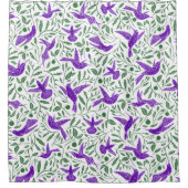 Rideaux De Douche Purple hummingbirds with green flowers & leaves (Devant)