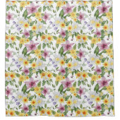Rideaux De Douche Purple Jaune Blanc Vert Floral Boho Chic (Devant)