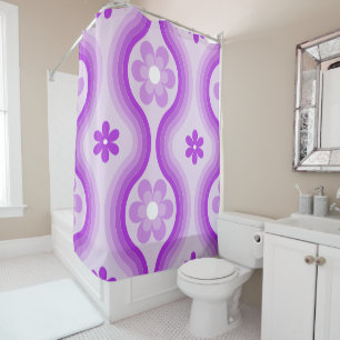 Rideaux De Douche Purple Mid-Century Floral moderne Arc-en-ciel Abst