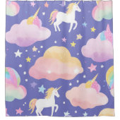 Rideaux De Douche Purple mignon arc-en-ciel licorne anniversaire fil (Devant)