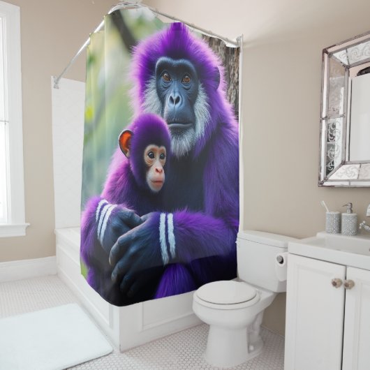 Rideaux De Douche Purple Monkeys (En situation)