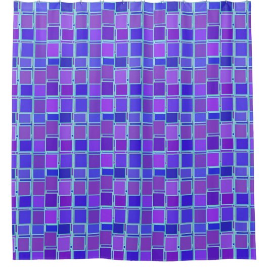 Rideaux De Douche Purple Mosaic Squares Tile Pattern (Devant)