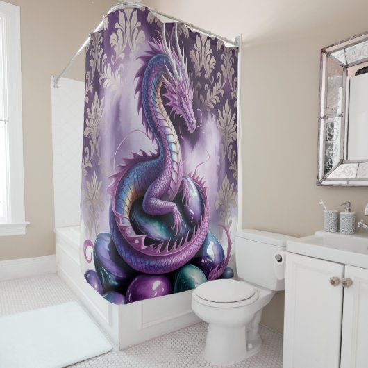 Rideaux De Douche Purple Mystic Dragon Gothic (En situation)