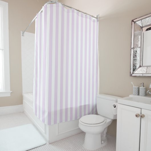 Rideaux De Douche Purple Pastel Stripes Pattern Modern Geometric (En situation)
