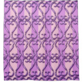 Rideaux De Douche Purple Pink Stripes Whimsical Twisted Hearts (Devant)