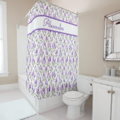 Rideaux De Douche Purple Sage Green Lavender Custom Name (En situation)