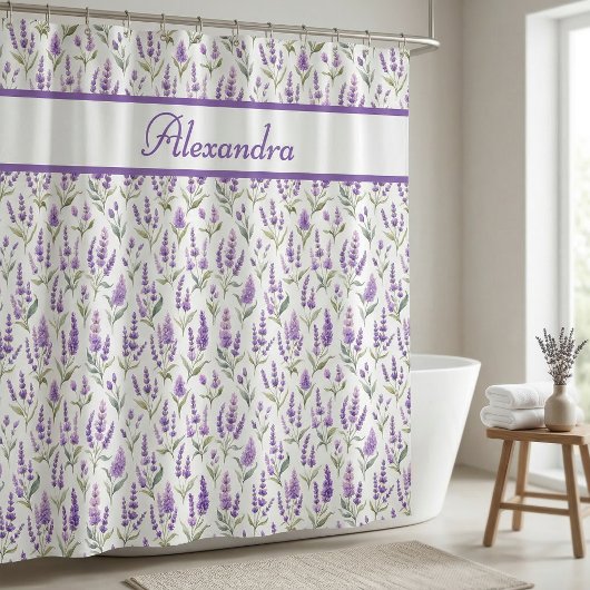 Rideaux De Douche Purple Sage Green Lavender Custom Name