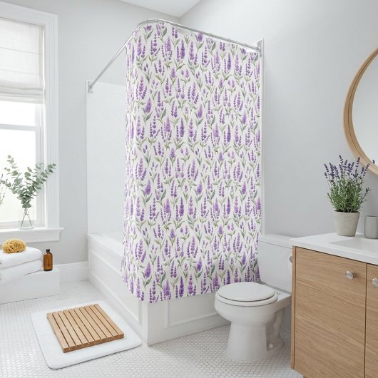 Rideaux De Douche Purple Sage Green Lavender Flowers