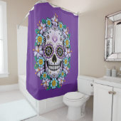 Rideaux De Douche Purple Sugar Skull (En situation)