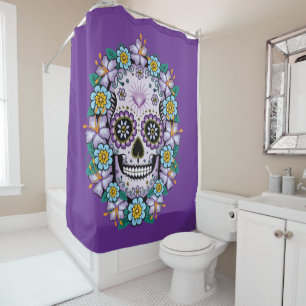 Rideaux De Douche Purple Sugar Skull
