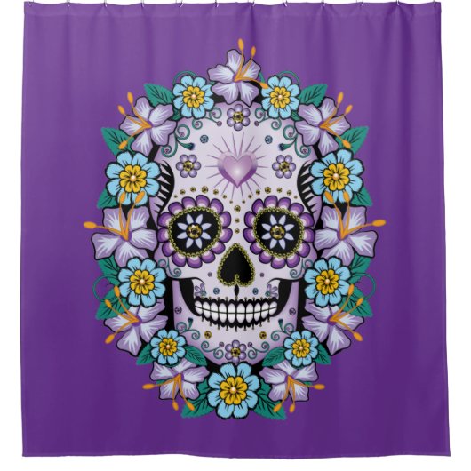 Rideaux De Douche Purple Sugar Skull (Devant)