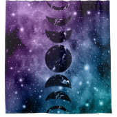 Rideaux De Douche Purple Turquoise Galaxy Nebula Dream Moon Phases # (Devant)