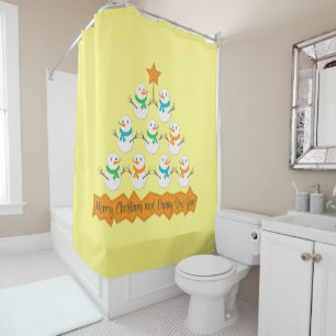 Rideaux De Douche Pyramide des sapins de Noël faite de bonhommes de