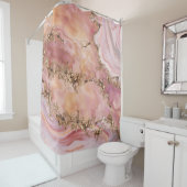 Rideaux De Douche quartz rose et marbre rose pastel (En situation)