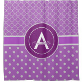 Rideaux De Douche Quatrefoil à points polka violet (Devant)