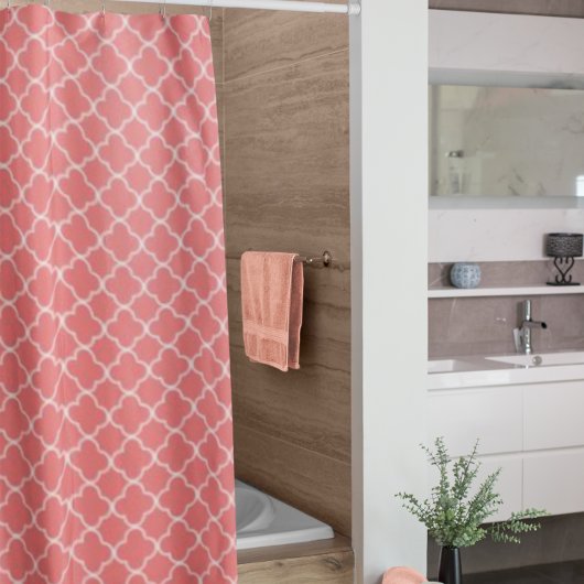 Rideaux De Douche Quatrefoil corail
