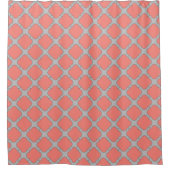 Rideaux De Douche Quatrefoil corail et gris (Devant)