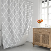 Rideaux De Douche Quatrefoil gris et blanc marocain