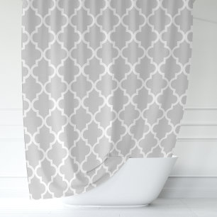 Rideaux De Douche Quatrefoil gris et blanc marocain