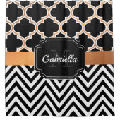 Rideaux De Douche Quatrefoil noir et doré (Devant)