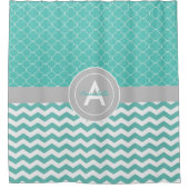Rideaux De Douche Quatrefoil turquoise Grey Chevron (Devant)
