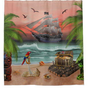 RIDEAUX DE DOUCHE QUÊTE AU TRÉSOR DES PIRATES