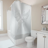 Rideaux De Douche Queue ronde papillon stylisée, effet bossé (En situation)