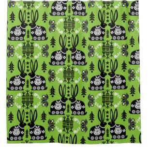Rideaux De Douche Rabbit Nordic Scandinavian Folk Art