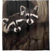 Rideaux De Douche Raccoons Brown Cute Tree (Devant)
