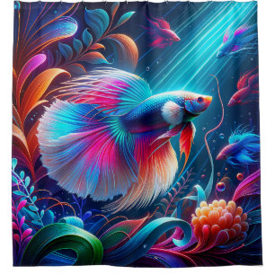 Rideaux De Douche "Radiant Betta Fish Underwater Art"